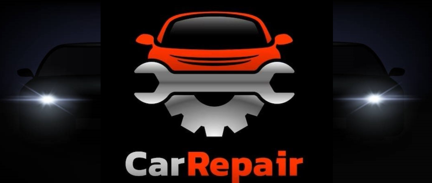 A car's headlights and a Sign saying 'Car Repair' 